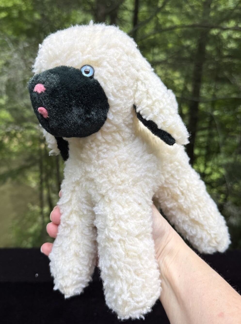 Vintage Trudy Toys WHITE LAMB SHEEP with tag Glass Eyes Collectible